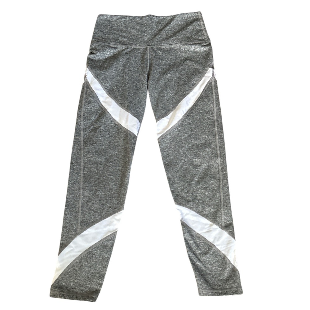 Aerie Heathered Gray & White Mesh High Rise Leggings, Medium, Athleisure, Yoga